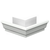 Угол желоба наруж Бюджет 120х86 ПЭ-01 9003 бел (фото)